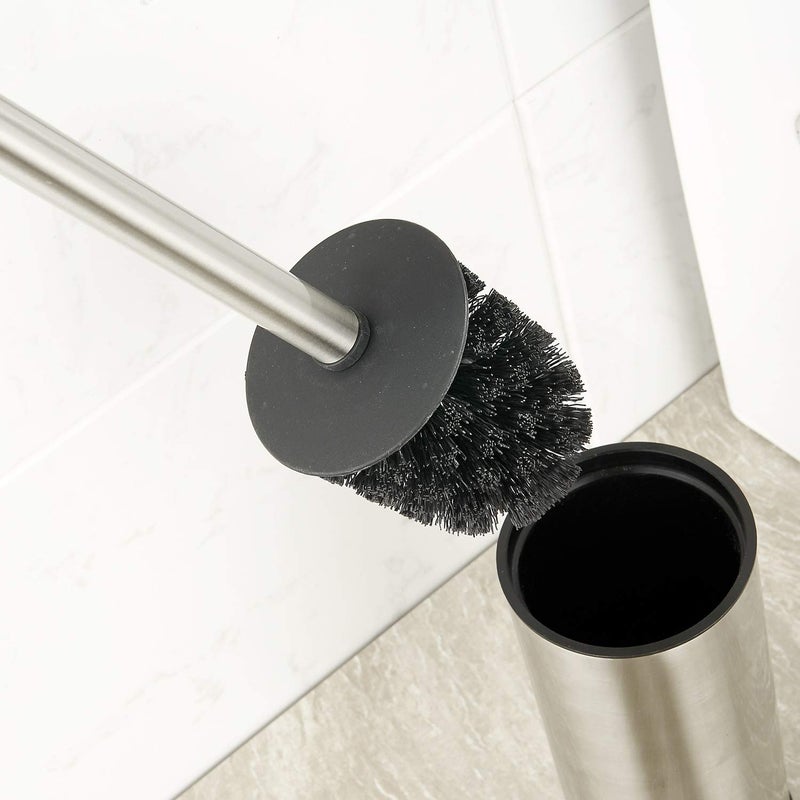 BGL Toilet Brush Holder Brushed Nickel, Stainless Steel 304 Brushed Nickel Round Freestanding Toilet Bowl Brush and Holder for Bathroom - Image 4